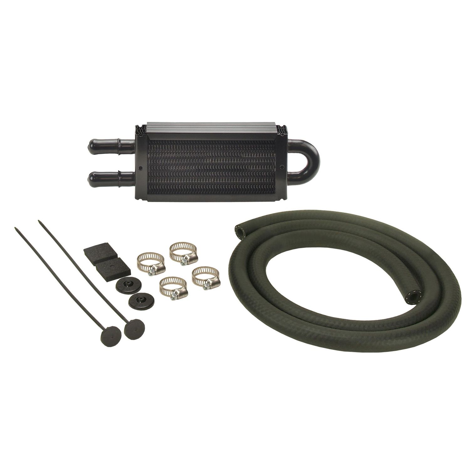 Power Steering Cooler Kit 8-1/8 Power Steering Cooler Kit 8-1/8" x 2-1/2" x 3/4". 11/32" Barb Derale 13213