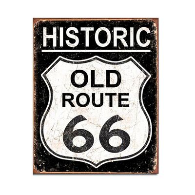 Historic Old Route 66 Metal Sign Reproduction 32cm x 41cm Historic Old Route 66 Metal Sign Reproduction 32cm x 41cm