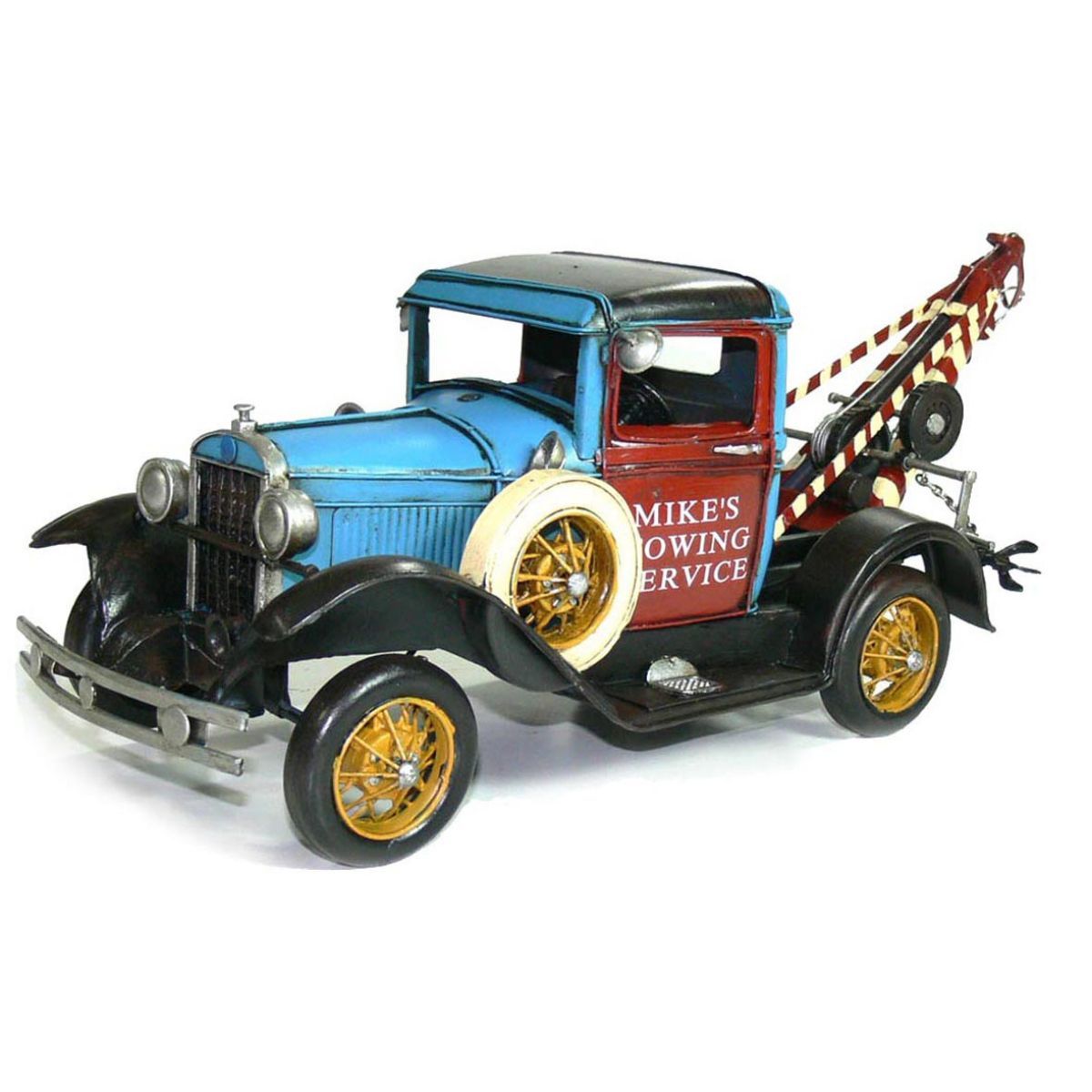 Automobelia Metal Collectable Old Ford Tow Truck Ornament - Blue and Red Automobelia Metal Collectable Old Ford Tow Truck Ornament - Blue and Red