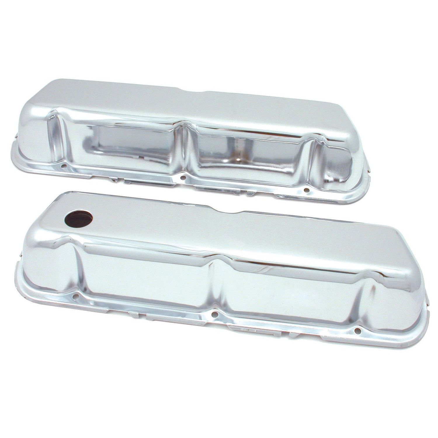 Valve Rocker Covers Chrome Ford Windsor V8 5.0L 1986-95 OEM Height Baffled-pr
