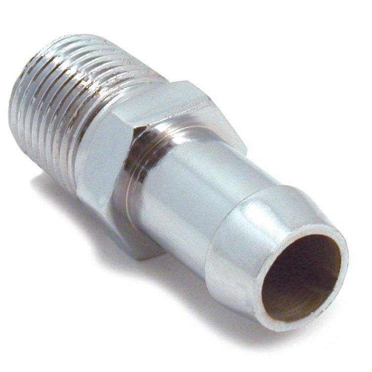 Heater Hose Fitting 5/8" Barb 1/2" Npt Thread Chrome Chevrolet V8 Small BB Block