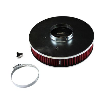 Chrome Air Filter/Air Cleaner 9" Wide x 2" Tall 3-1/16"(80mm) Nikki Carb Red Element