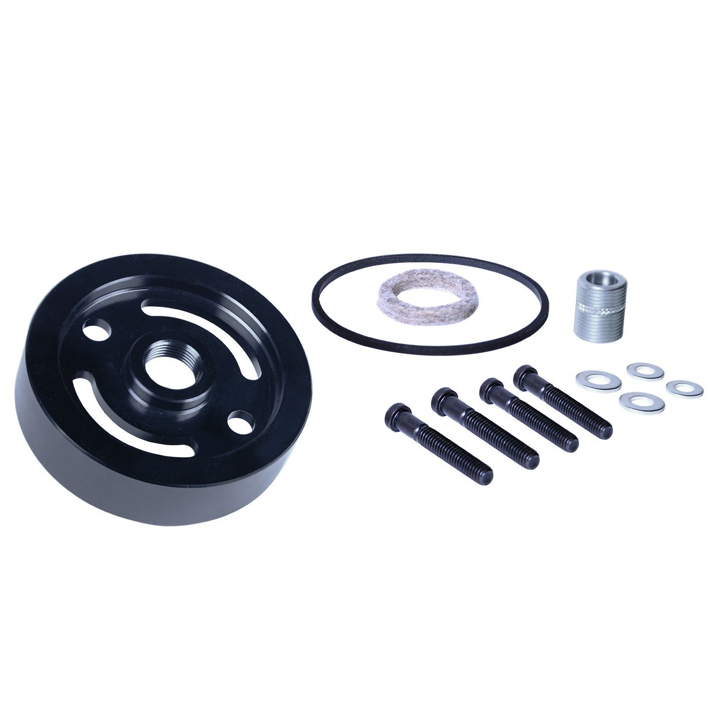 GM V8 1956-67 Canister Style to Spin On Oil Filter Black Adapter Derale 35761 GM V8 1956-67 Canister Style to Spin On Oil Filter Black Adapter Derale 35761