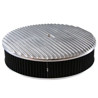 Full Finned Aluminium Air Filter/Air Cleaner 14" x 3" Holley Edelbrock Black Cotton Filter
