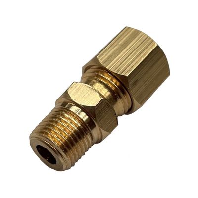 Brass Single Compression Union 1/4" (6.3mm) Hose Tube to 1/8" (9.7mm) Male BSP Thread