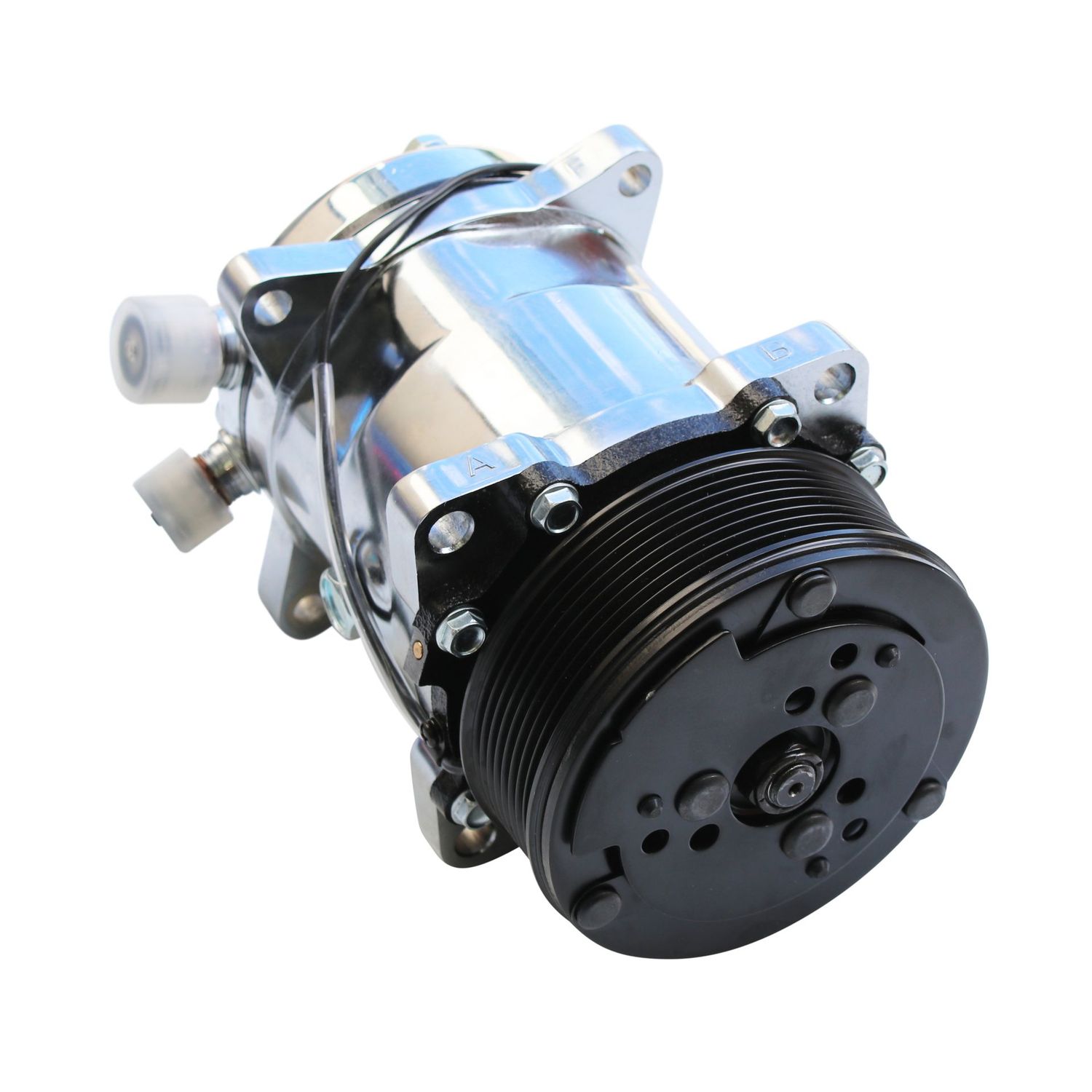 Air Conditioning Pump Sanden 508 Type Air Compressor Serpentine Belt Chrome