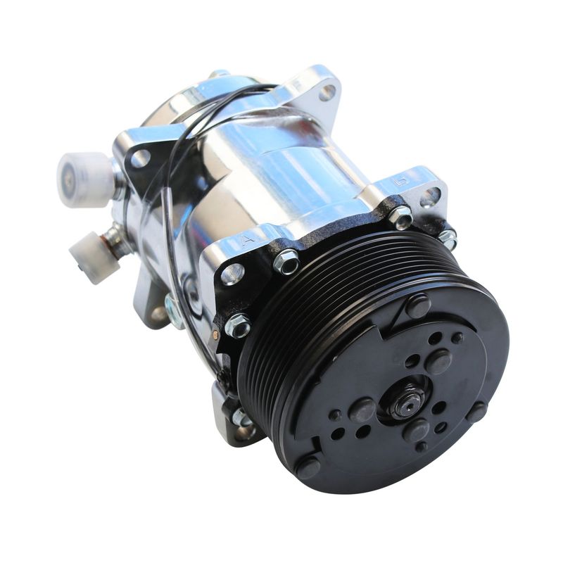 Air Conditioning Pump Sanden 508 Type Air Compressor Serpentine Belt Chrome