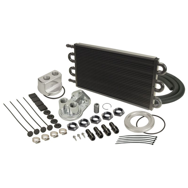 Derale 6 Pass Engine Oil Cooler + Universal Oil Filter Relocation Kit 15551