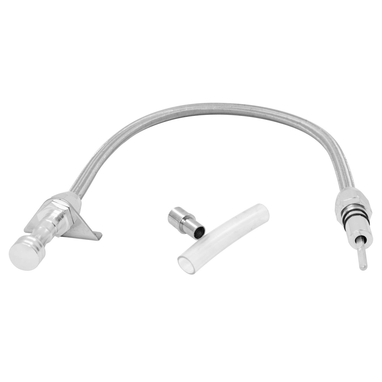 Transmission Dipstick Tube Ford C6 Firewall Mount Stainless Flexible Polished