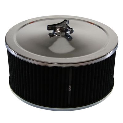 Chrome Air Filter/Air Cleaner 9 Chrome Air Filter/Air Cleaner 9" Wide x 4" Tall Holley Edelbrock Carburettor Black Element
