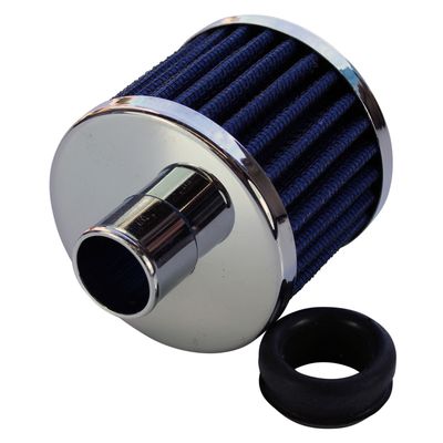 Valve Rocker Cover Breather Cap Push In 1 Valve Rocker Cover Breather Cap Push In 1"(25mm) Neck Chrome Blue Element + Grommet