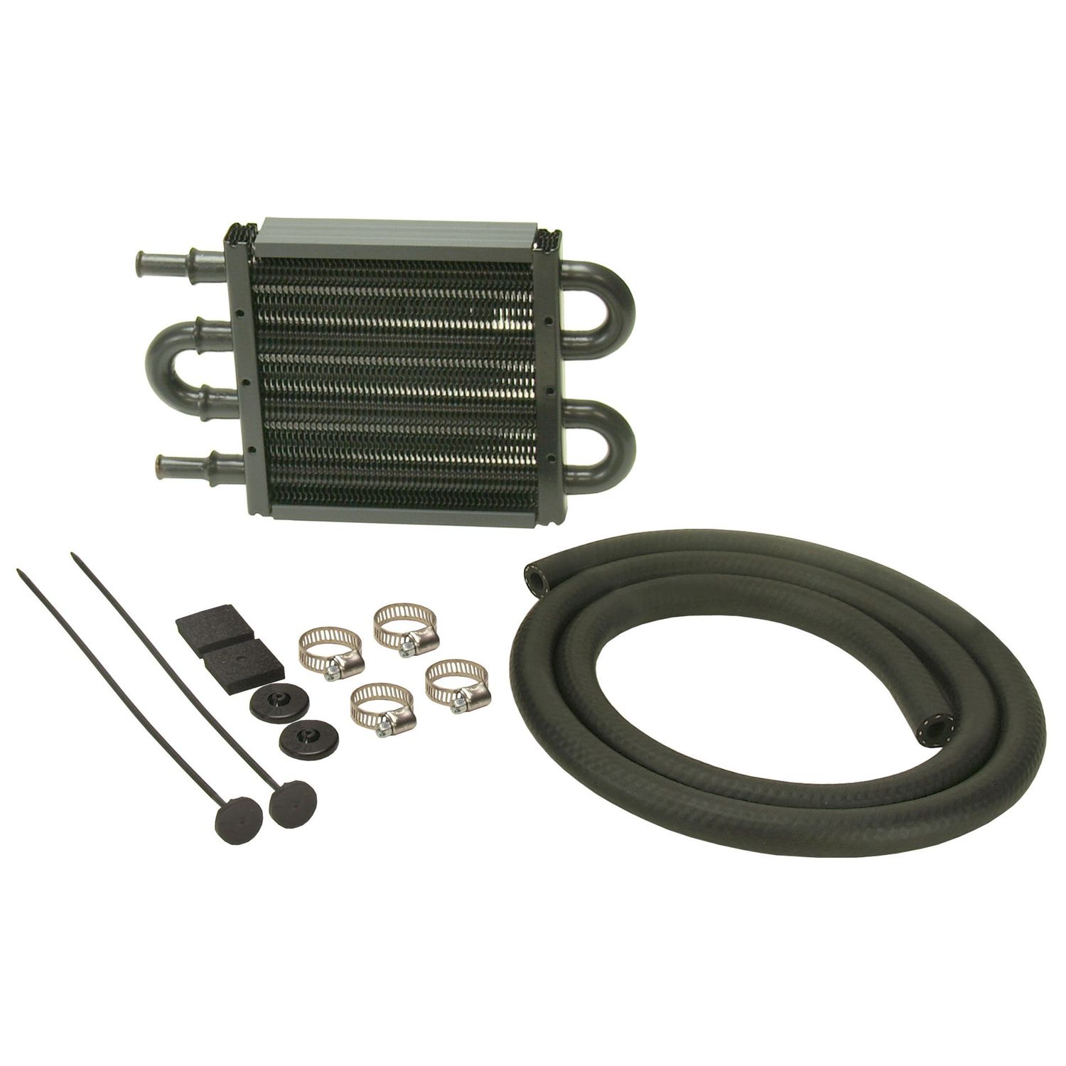 Power Steering Cooler Kit 8-1/8 Power Steering Cooler Kit 8-1/8" x 2" x 3/4". 11/32" Barb Derale 13212