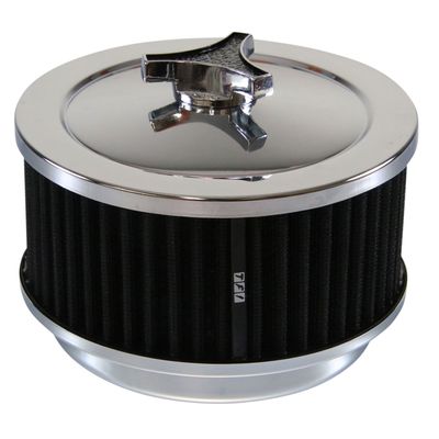 Chrome Air Filter/Air Cleaner 6-3/8" Wide x 3" Tall Suit Holley Carb Black Washable Element