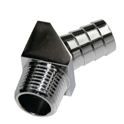 Chrome Aluminium Fitting 45 Degree 5/8" Barb Male x 1/2" Npt Thread