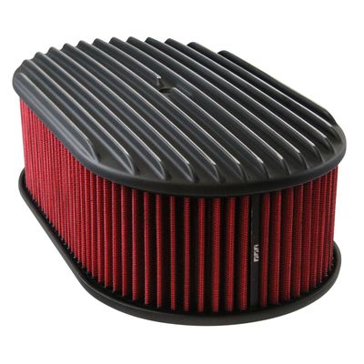Oval Black Full Finned Air Filter/Air Cleaner 15" x 4" Holley Edelbrock Quadrajet Carter