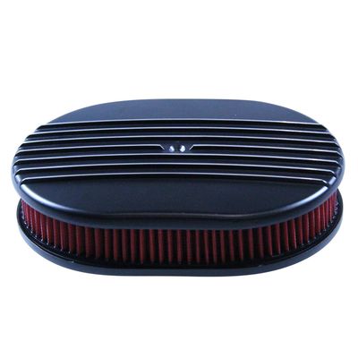 Oval Black Half Finned Air Filter/Air Cleaner 12" x 2" Holley Edelbrock Quadrajet Carter