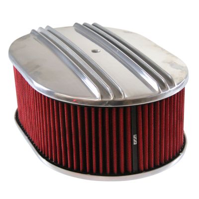 Oval Dual Centre Finned Air Filter/Air Cleaner 12" x 4" Holley Edelbrock Quadrajet Carter