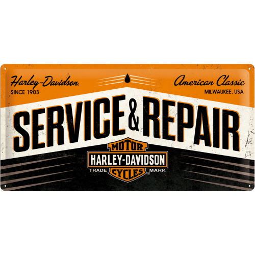 Harley Davidson Service and Repair 3D Metal Reproduction Sign 25cm x 50cm Harley Davidson Service and Repair 3D Metal Reproduction Sign 25cm x 50cm