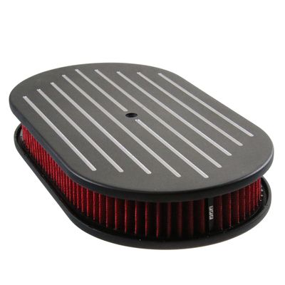 Oval Black Ball Milled Air Filter/Air Cleaner 15" x 2" Holley Edelbrock Quadrajet Red Filt