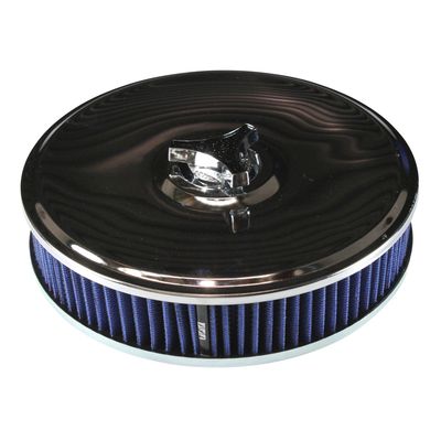 Chrome Air Filter/Air Cleaner 9 Chrome Air Filter/Air Cleaner 9" Wide x 2" Tall Suit 2-5/16" Stromberg Carb Blue Element