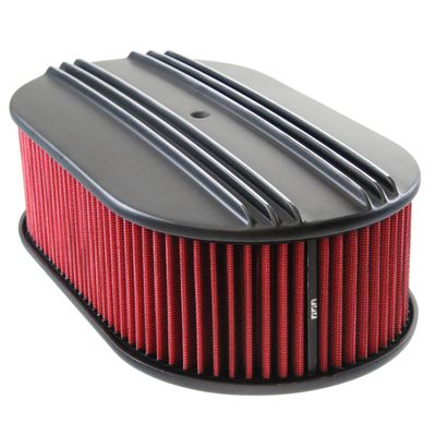 Oval Black Dual Centre Finned Air Filter/Air Cleaner 15" x 4" Holley Edelbrock Quadrajet