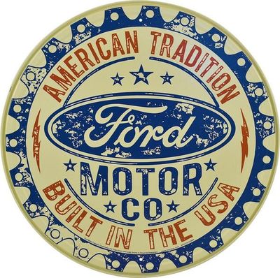 Ford Built in USA Metal Sign Reproduction 30cm Round Ford Built in USA Metal Sign Reproduction 30cm Round