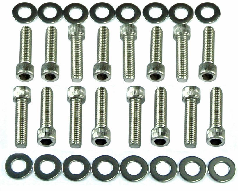 Bolt Kit Intake Holden V8 Factory Blue Black + Aftermarket Manifold Red Motor Engine