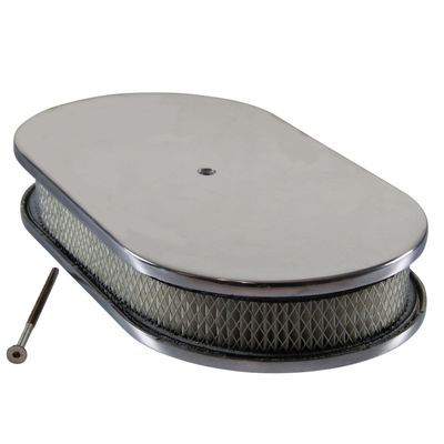 Oval Polished Smooth Air Filter/Air Cleaner 15" x 2" Holley Edelbrock Quadrajet Carter