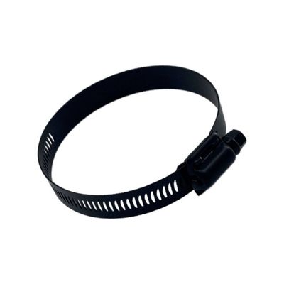 Single Stainless Steel Worm Gear 55-75mm Band Hose Clamp - Black