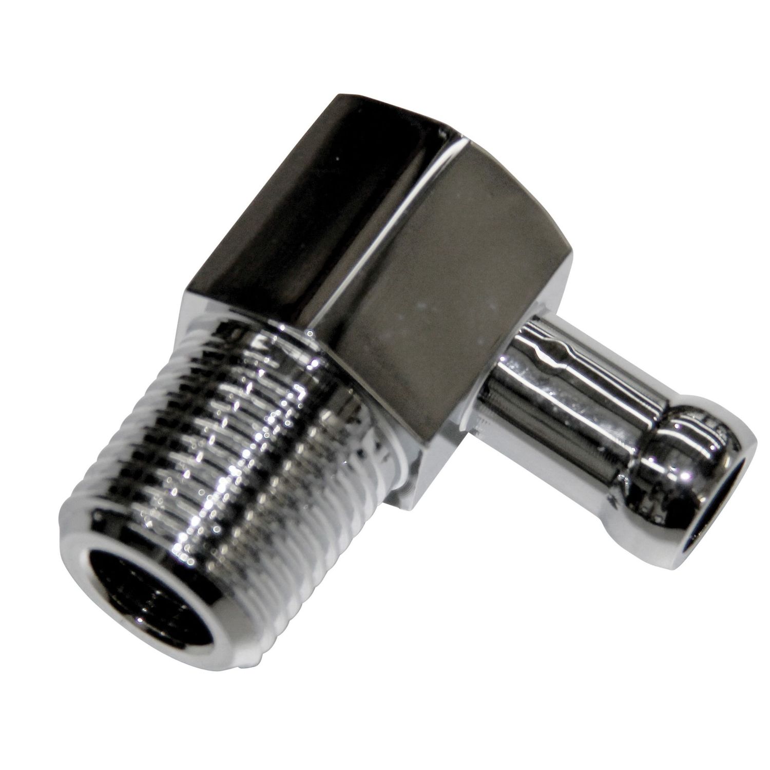 Chrome Aluminium Fitting 90 Degree 3/8" Barb Male x 3/8" Npt Thread