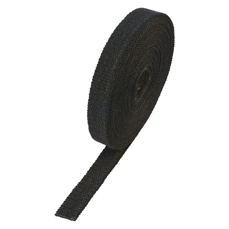 Black Coloured Exhaust Wrap 25mm(1") Wide x 15mt(50ft) Roll 650'C Continuous