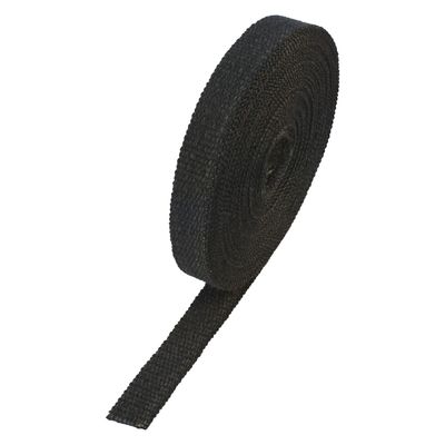 Black Coloured Exhaust Wrap 25mm(1") Wide x 15mt(50ft) Roll 650'C Continuous