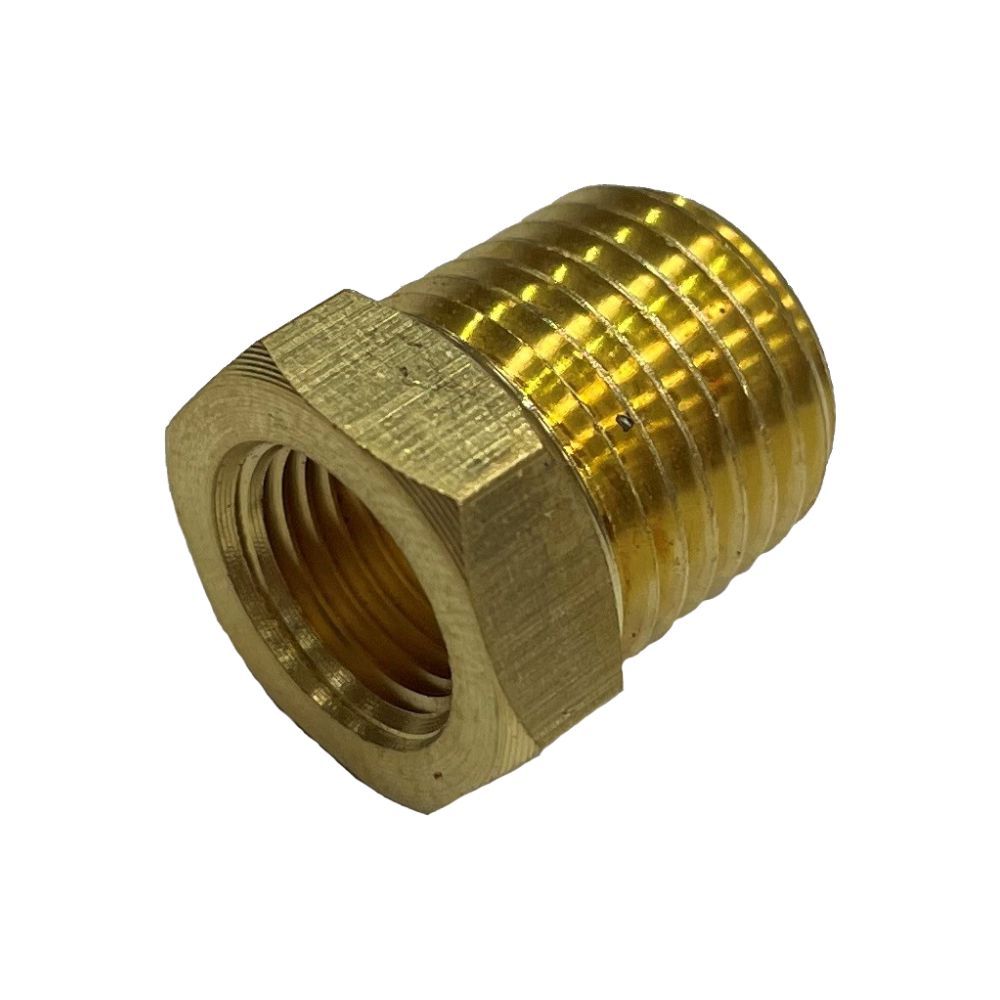 Brass Reducing Hex Bush 1/4" (13.2mm) Male to 1/8" (8.6mm) Female BSP Thread