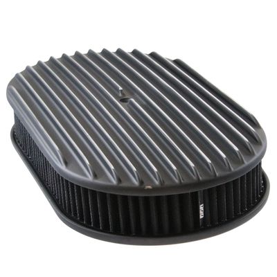 Oval Black Full Finned Air Filter/Air Cleaner 15 Oval Black Full Finned Air Filter/Air Cleaner 15" x 2" Holley Edelbrock Quadrajet Carter