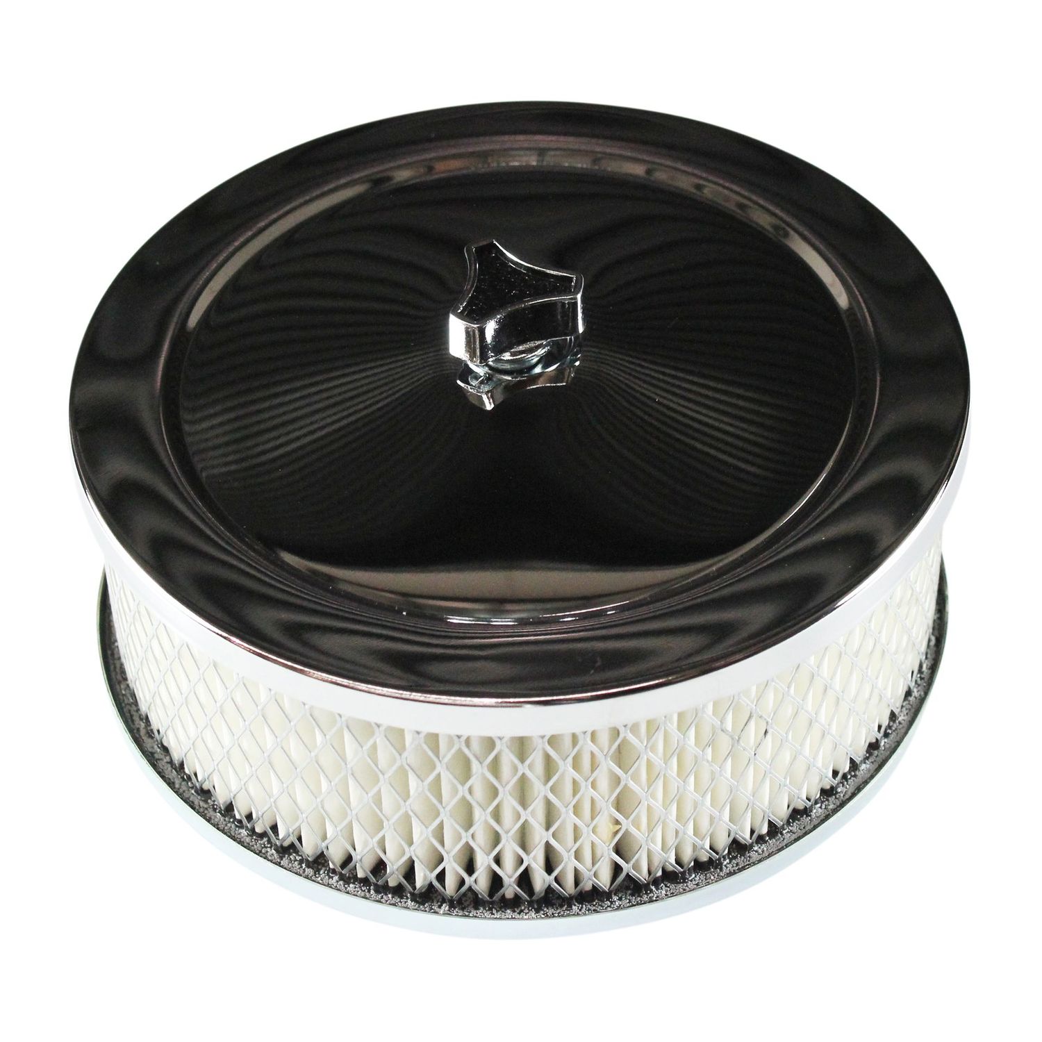 Chrome Air Filter/Air Cleaner 6-3/8 Chrome Air Filter/Air Cleaner 6-3/8" Wide x 3" Tall Suit 2-5/8" WW Stromberg Carburettor
