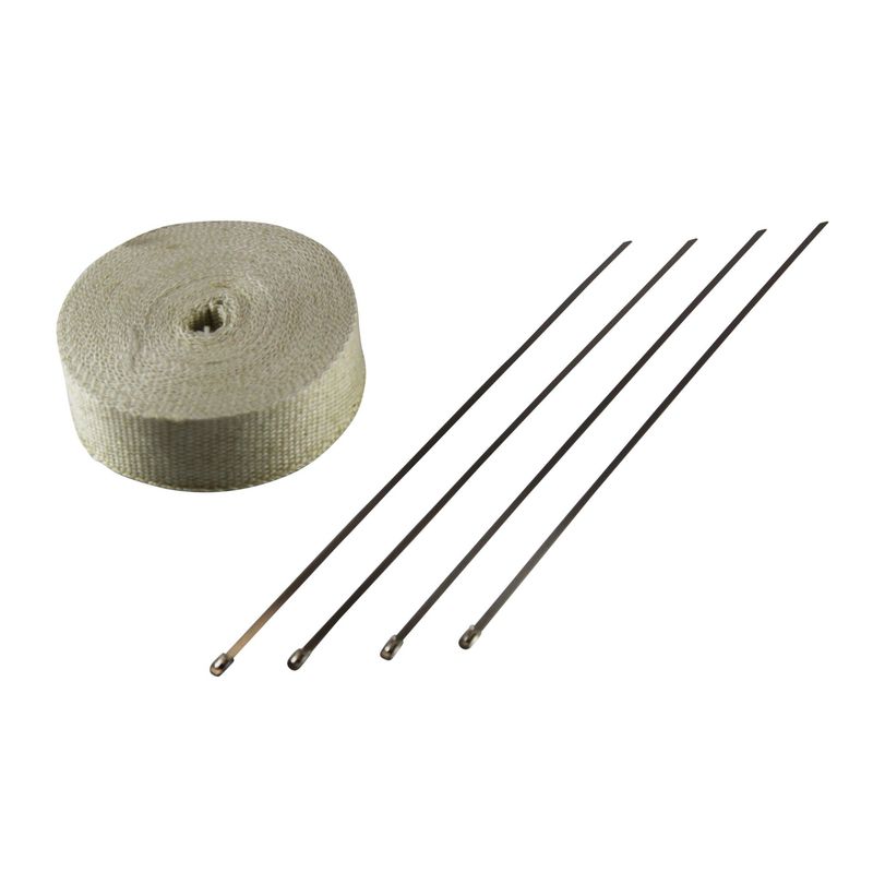 Exhaust Wrap 50mm(2") x 15mt(50ft) with 4 Stainless Steel Lock Tie Rated 650'C