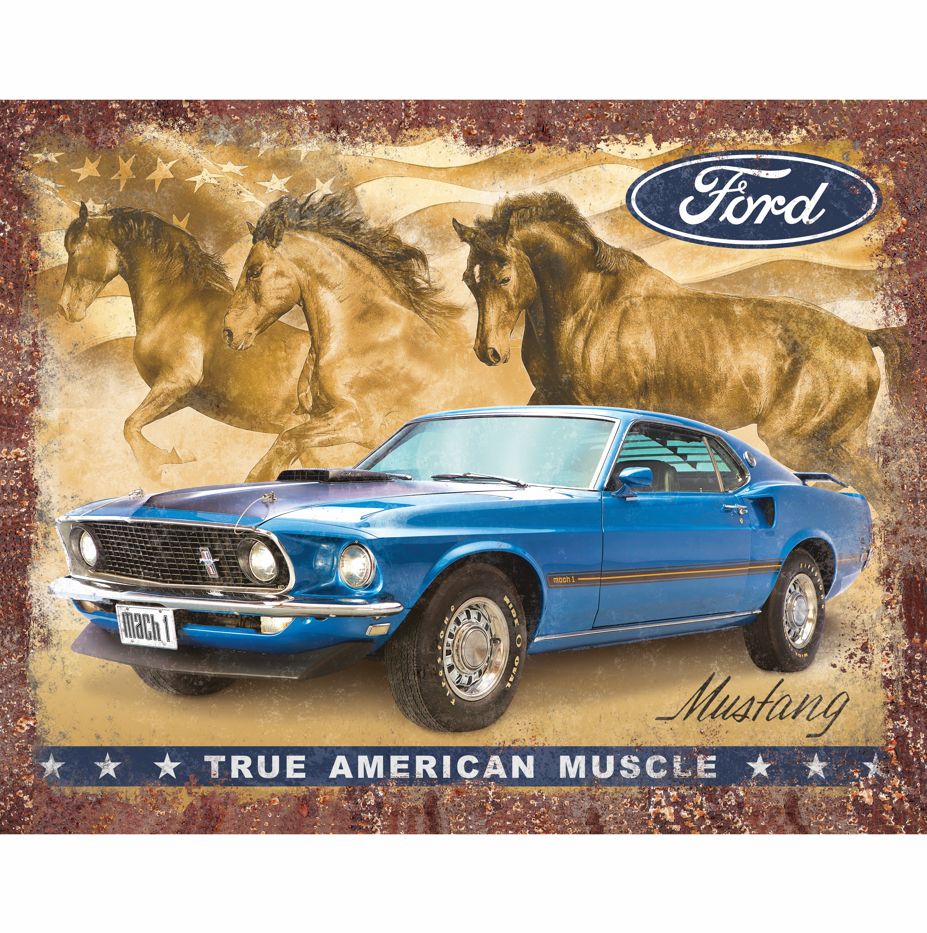 Mustang True American Muscle Metal Sign Reproduction 41cm x 32cm Mustang True American Muscle Metal Sign Reproduction 41cm x 32cm