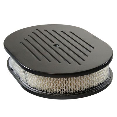 Oval Black Ball Milled Air Filter/Air Cleaner 12" x 2" Holley Edelbrock Quadrajet Carter