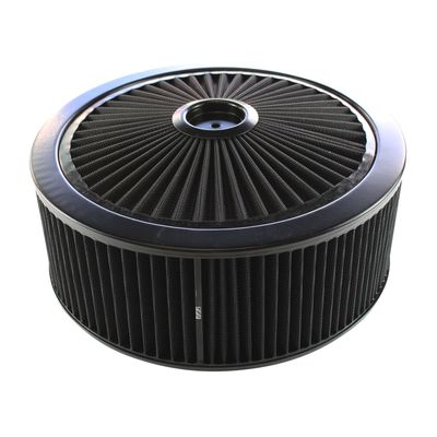 Extraflow All Black Air Filter/Air Cleaner 14" x 5" Holley Edelbrock Recessed Base
