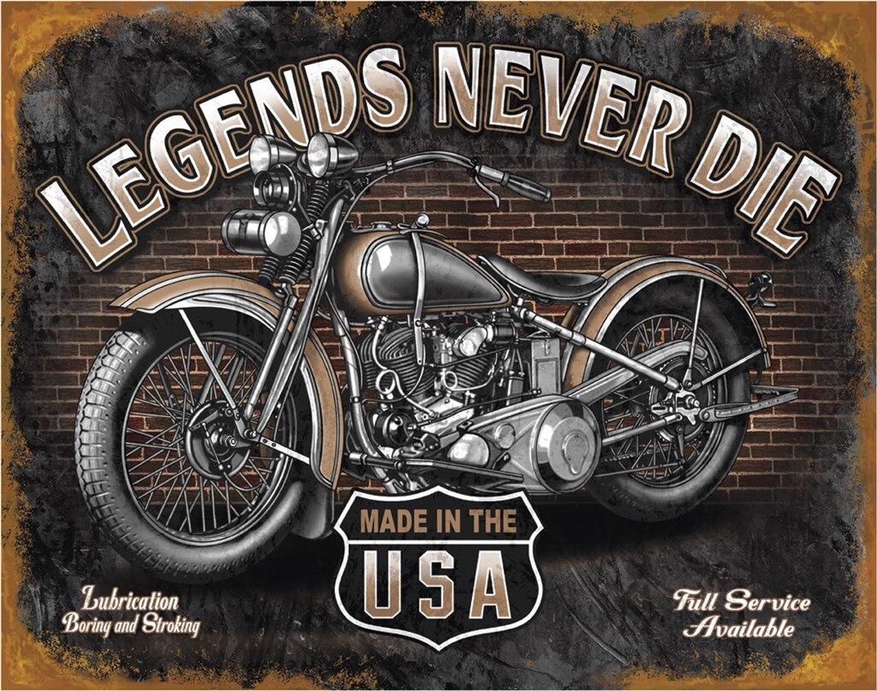 Legends Never Die Made in the Usa Metal Sign Reproduction 41cm x 32cm