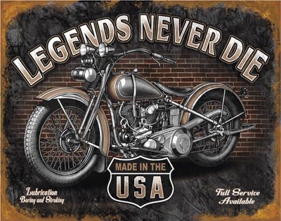 Legends Never Die Made in the Usa Metal Sign Reproduction 41cm x 32cm Legends Never Die Made in the Usa Metal Sign Reproduction 41cm x 32cm