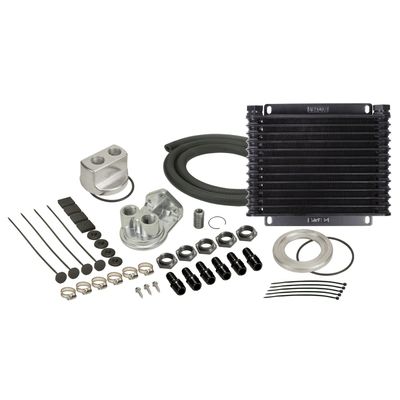 Derale 6 Pass Engine Cooler + Universal Oil Filter Relocation Kit 15451