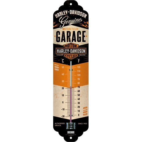 Thermometer Harley Davidson Garage C'+F' 6.5cm x 28cm In Hang Sell