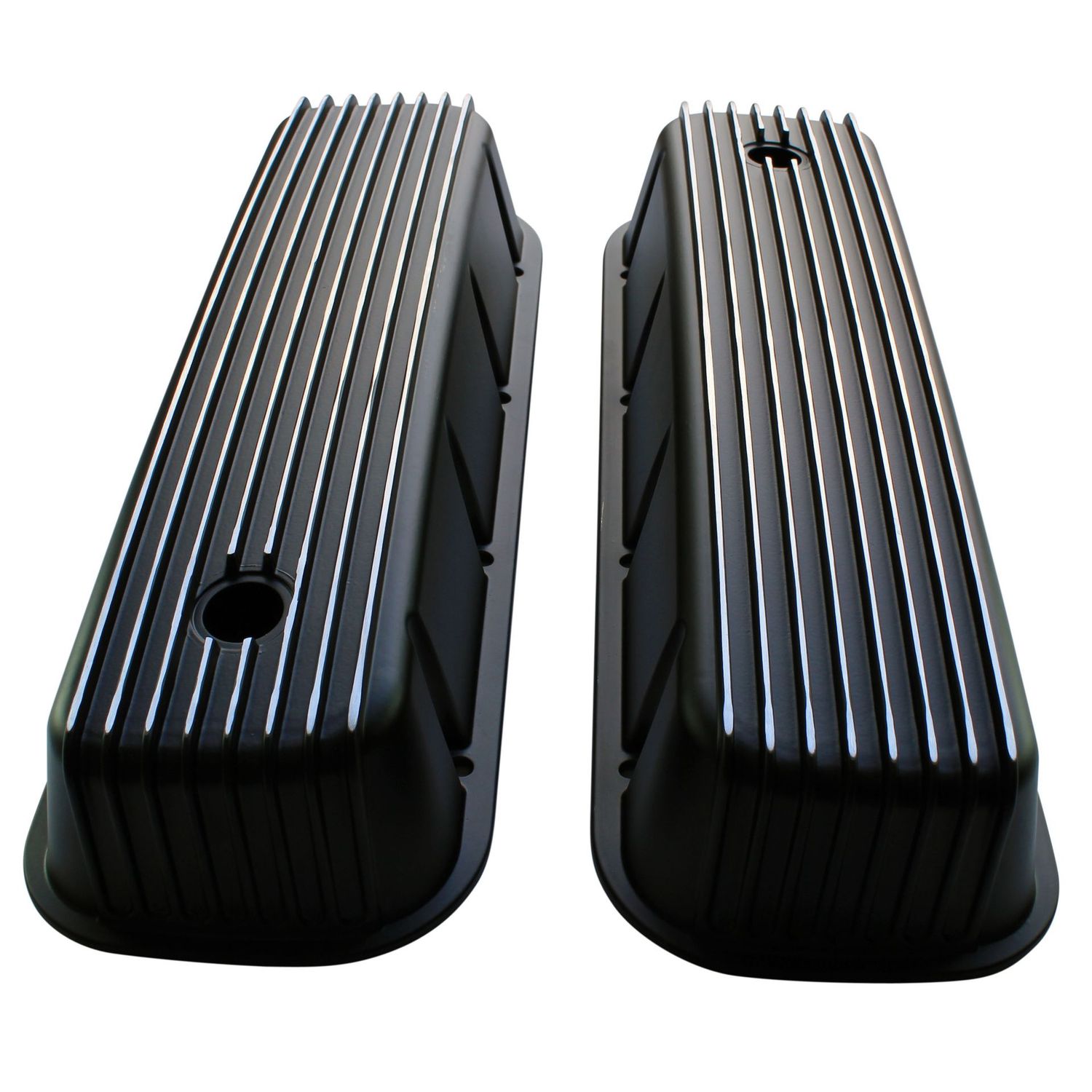 Valve Rocker Covers Black Chevrolet V8 Big Block 396-502 Alloy Finned Tall Baffled-pair