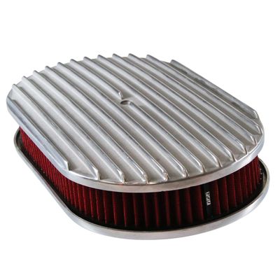 Oval Full Finned Air Filter/Air Cleaner 15" x 2" Holley Edelbrock Quadrajet Red Filter
