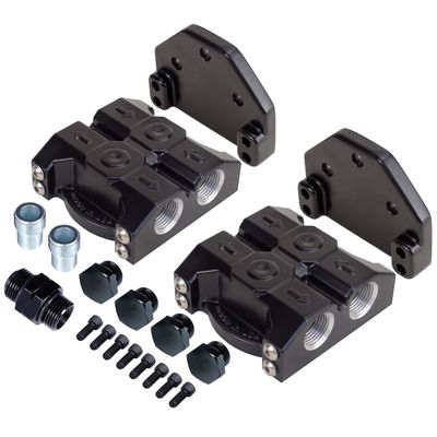 Dual Side Port Remote Filter Mount -10AN-7/8"-14 O-ring ports 13/16"-16 Thread