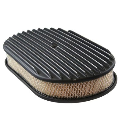 Oval Black Full Finned Air Filter/Air Cleaner 15 Oval Black Full Finned Air Filter/Air Cleaner 15" x 2" Holley Edelbrock Quadrajet Carter
