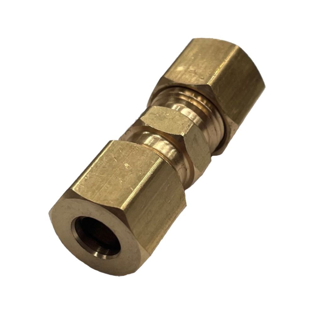Brass Double Compression Union 1/4" (6.3mm) Hose Tube
