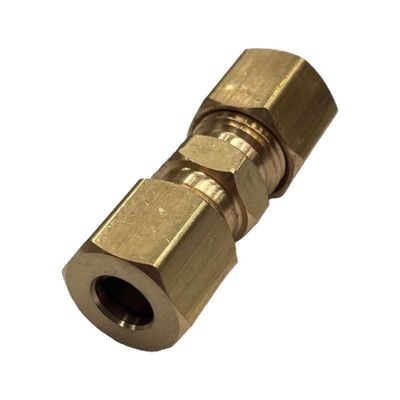 Brass Double Compression Union 1/4" (6.3mm) Hose Tube