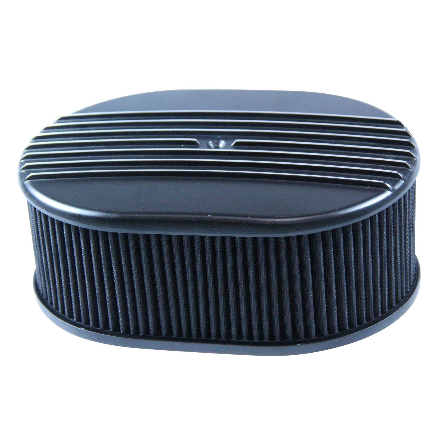 Oval Black Half Finned Air Filter/Air Cleaner 12 Oval Black Half Finned Air Filter/Air Cleaner 12" x 4" Holley Edelbrock Quadrajet Carter